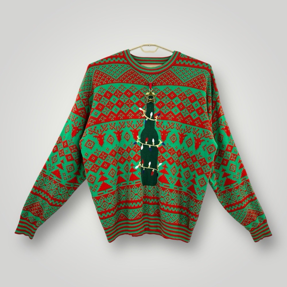 Tipsy Elves Ugly Christmas Sweater Men 4XL Beer Bottle Tree w Star Bottle Opener - Picture 2 of 9